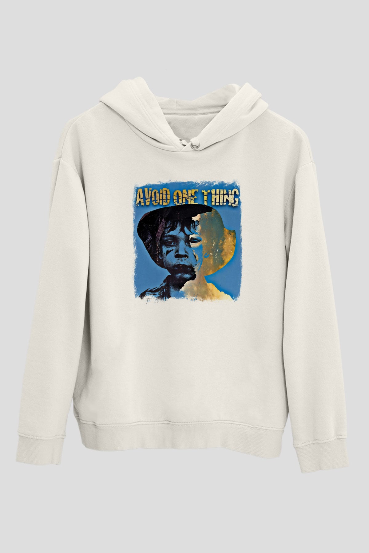 Avoid One Thing Baskılı Unisex Beyaz Hoodie
