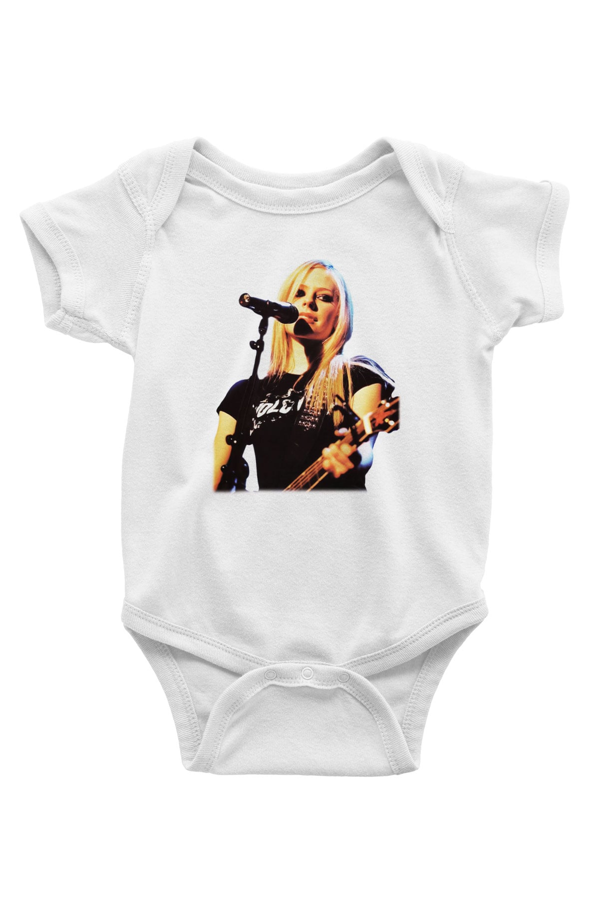 Avril Lavigne Baskılı Beyaz Unisex Bebek Body - Zıbın