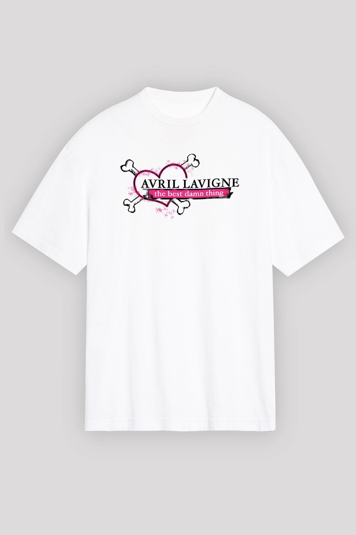 Avril Lavigne Beyaz Unisex Oversize Tişört T-Shirt