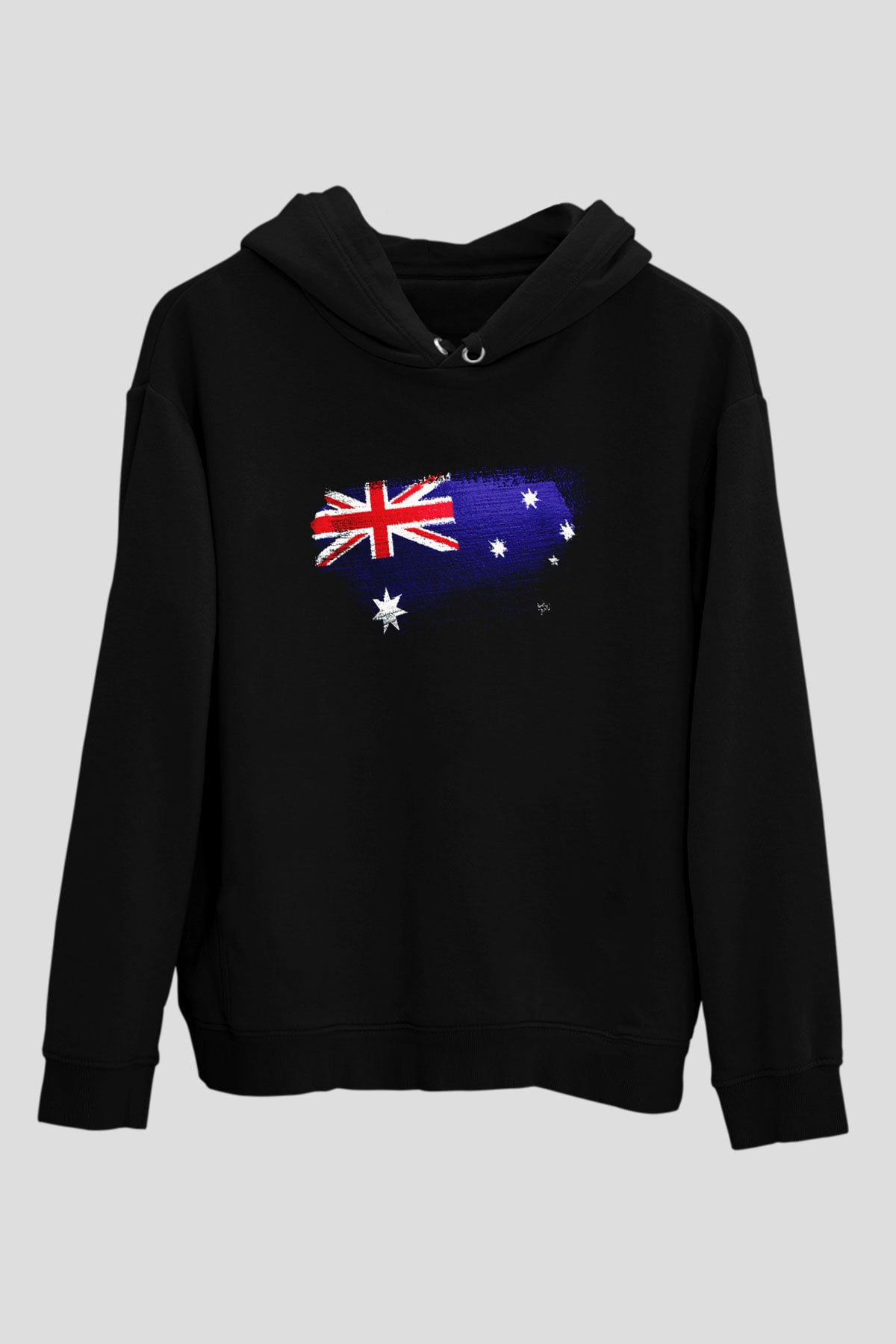Avustralya - Australia Bayrağı Baskılı Unisex Siyah Hoodie