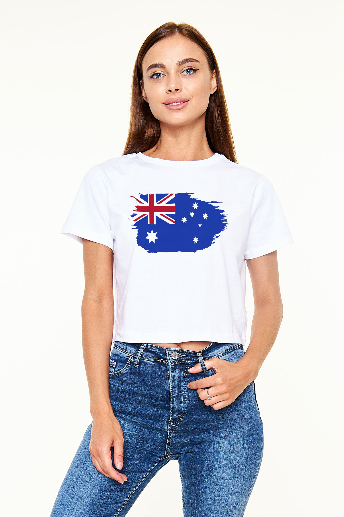Avustralya Beyaz Croptop Tişört