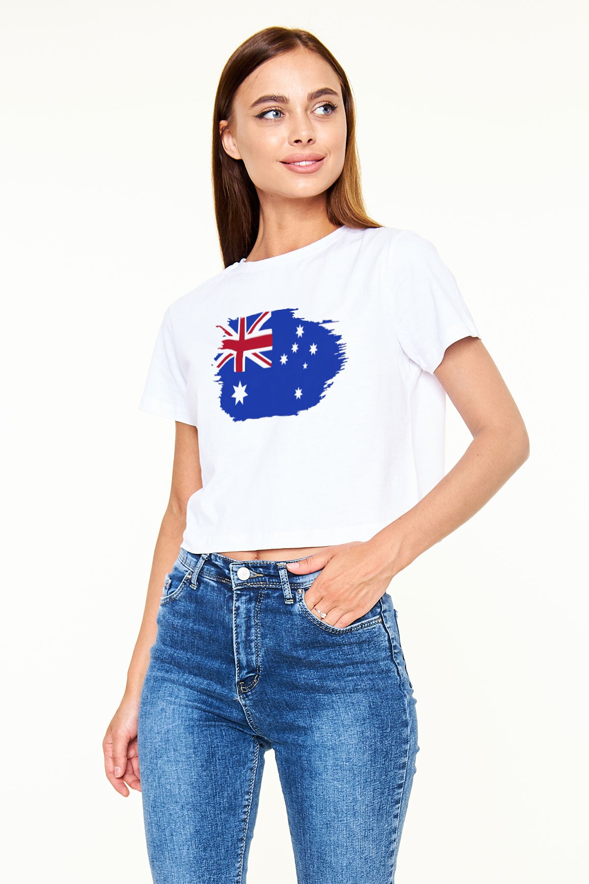 Avustralya Beyaz Croptop Tişört