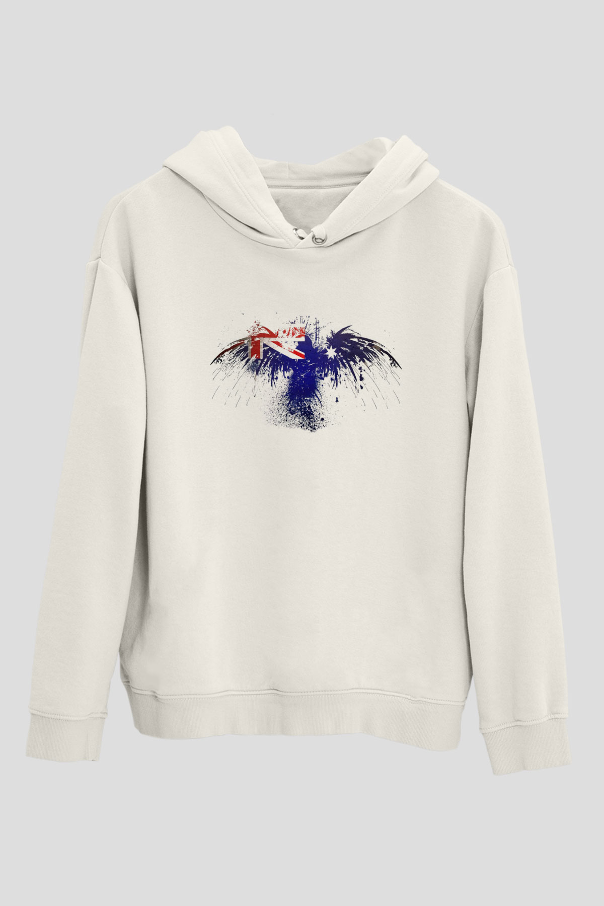 Avustralya Beyaz Unisex Kapşonlu Sweatshirt