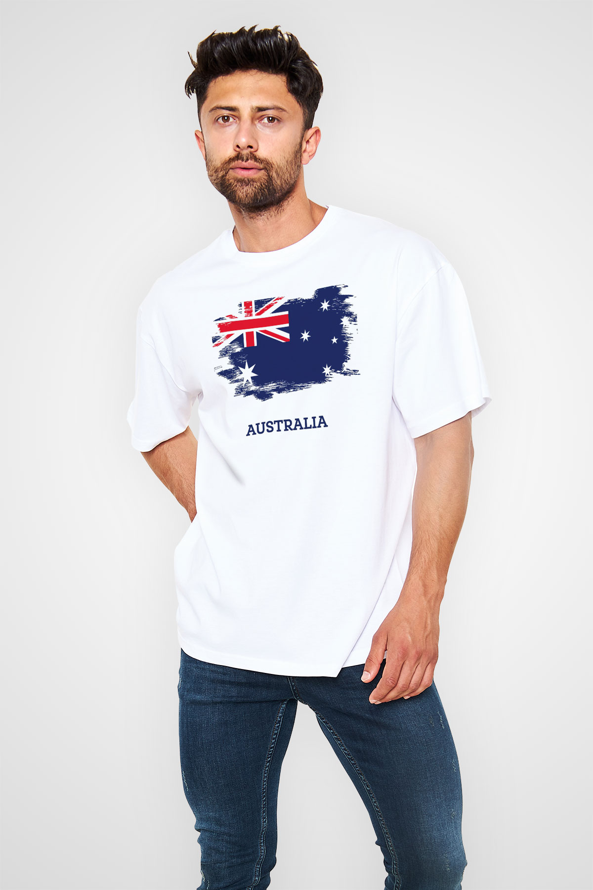 Avustralya Beyaz Unisex Oversize Tişört T-Shirt