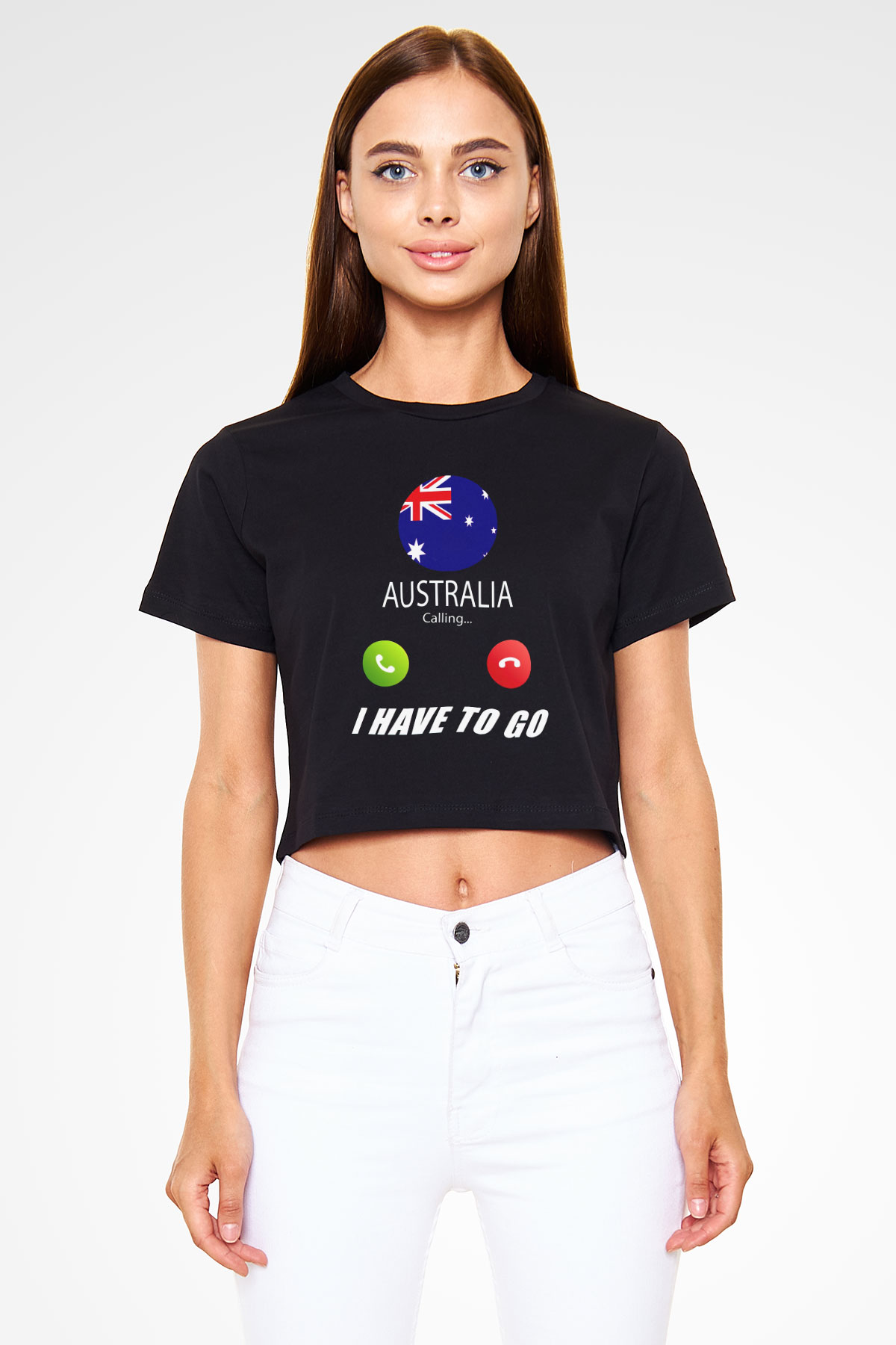 Avustralya Siyah  Crop Top Tişört