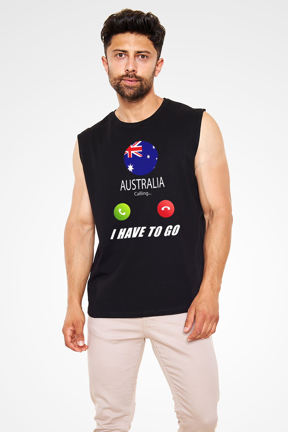 Avustralya Siyah Unisex Kolsuz Tişört