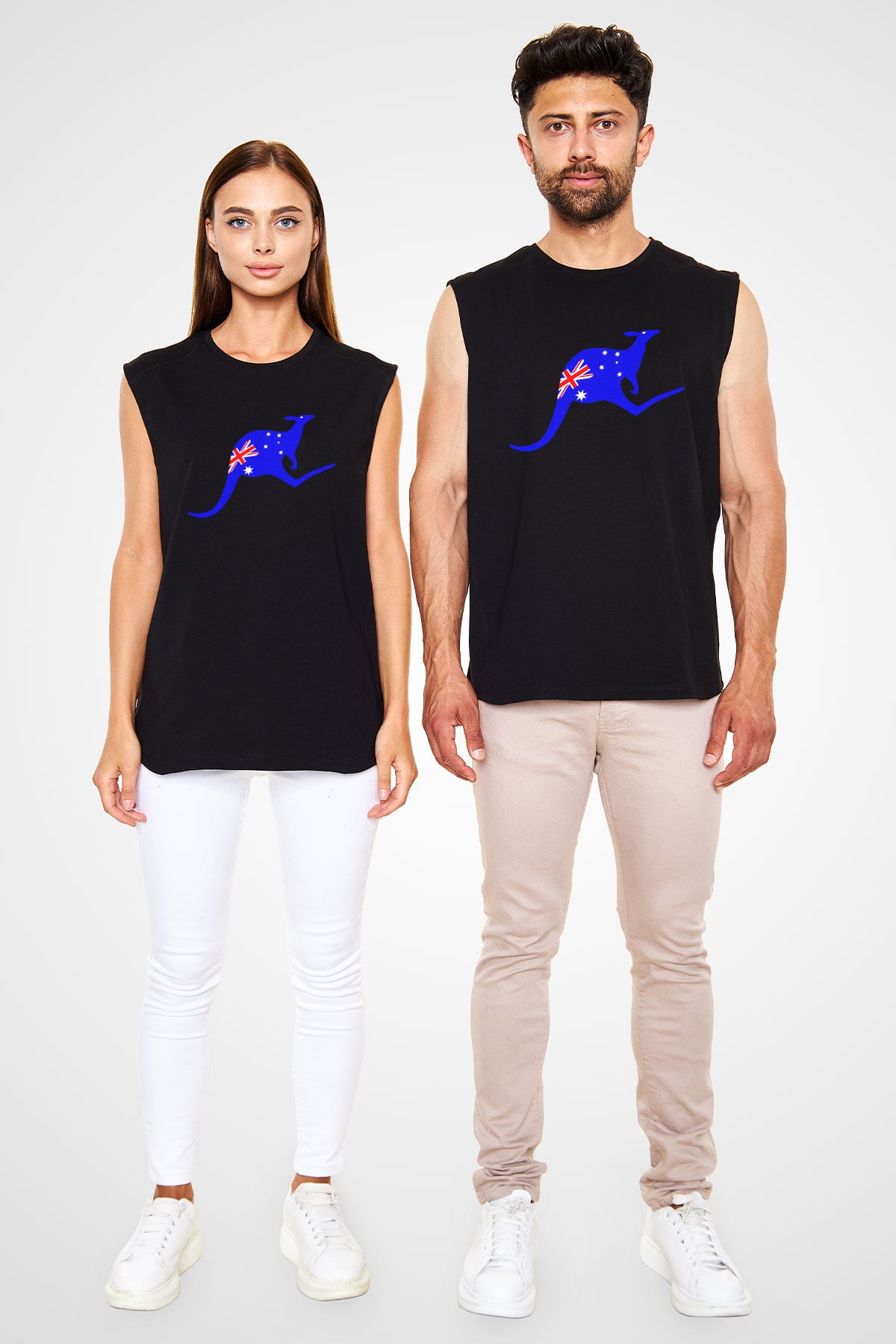 Avustralya Siyah Unisex Kolsuz Tişört