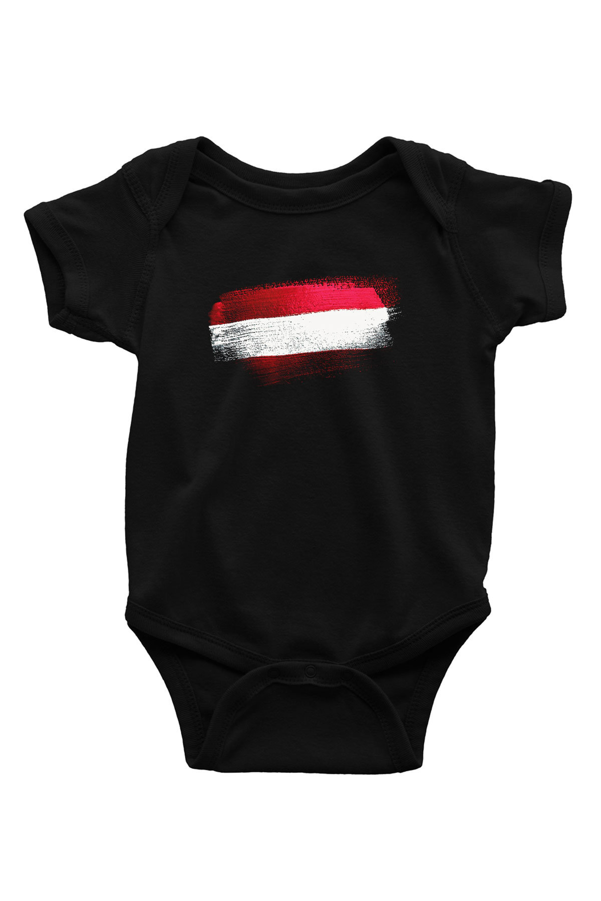 Avusturya - Austria Bayrağı Baskılı Unisex Siyah Bebek Body - Zıbın