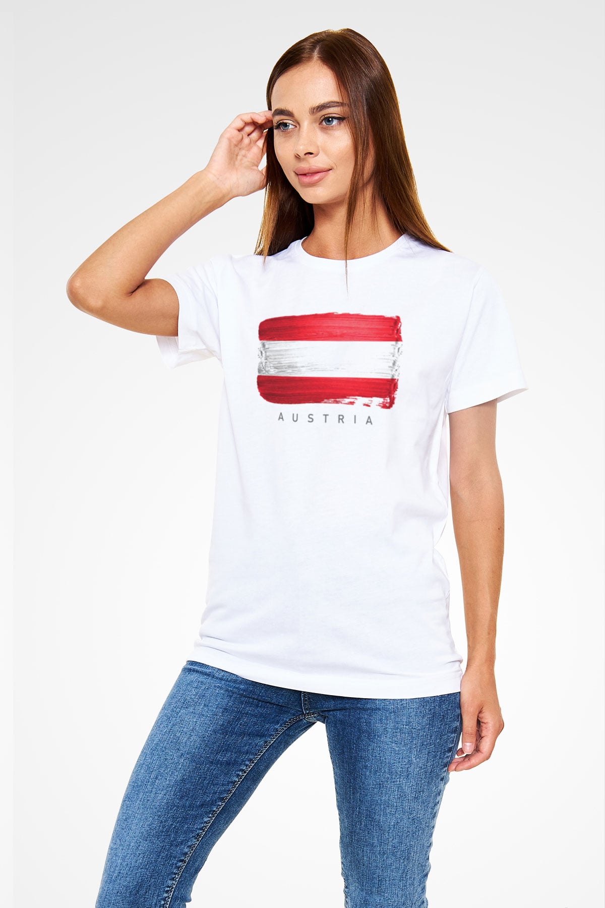 Avusturya Beyaz Unisex Tişört T-Shirt - TişörtFabrikası