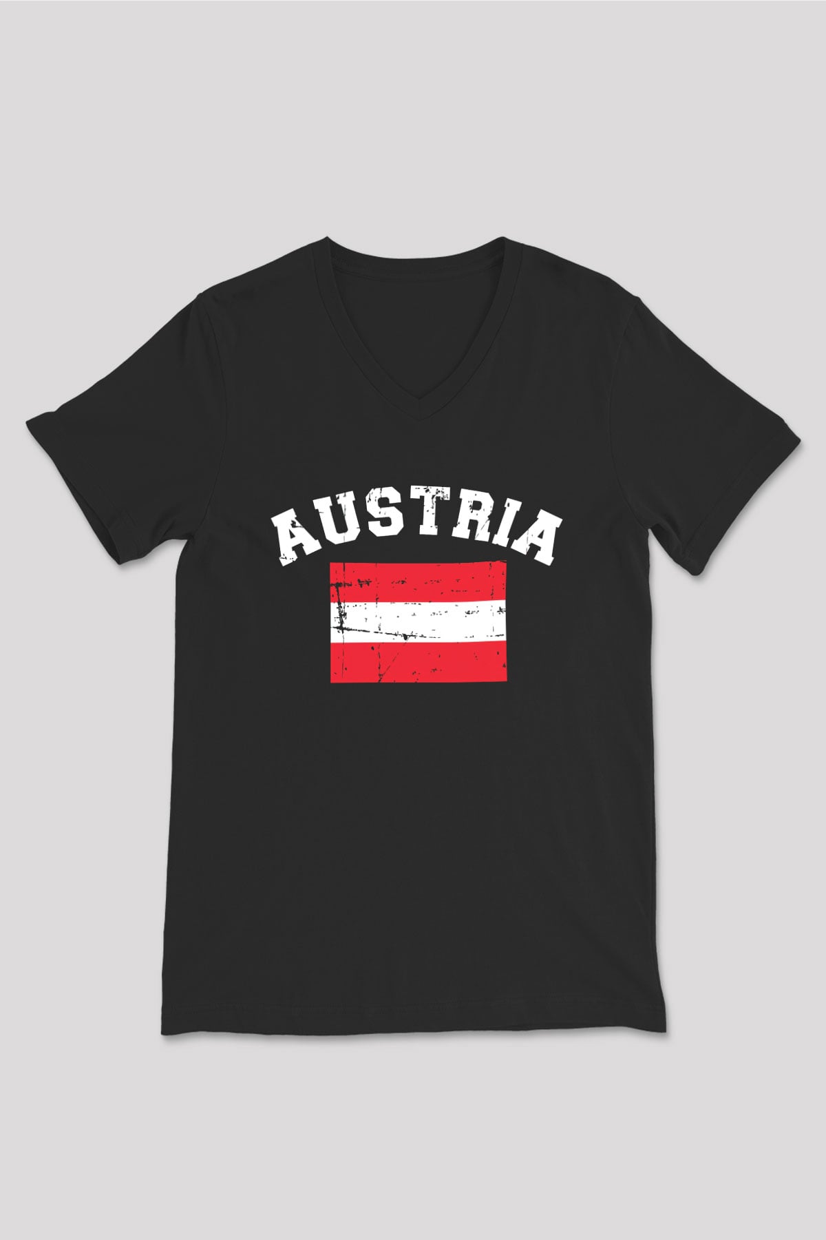 Avusturya Siyah Unisex V Yaka Tişört