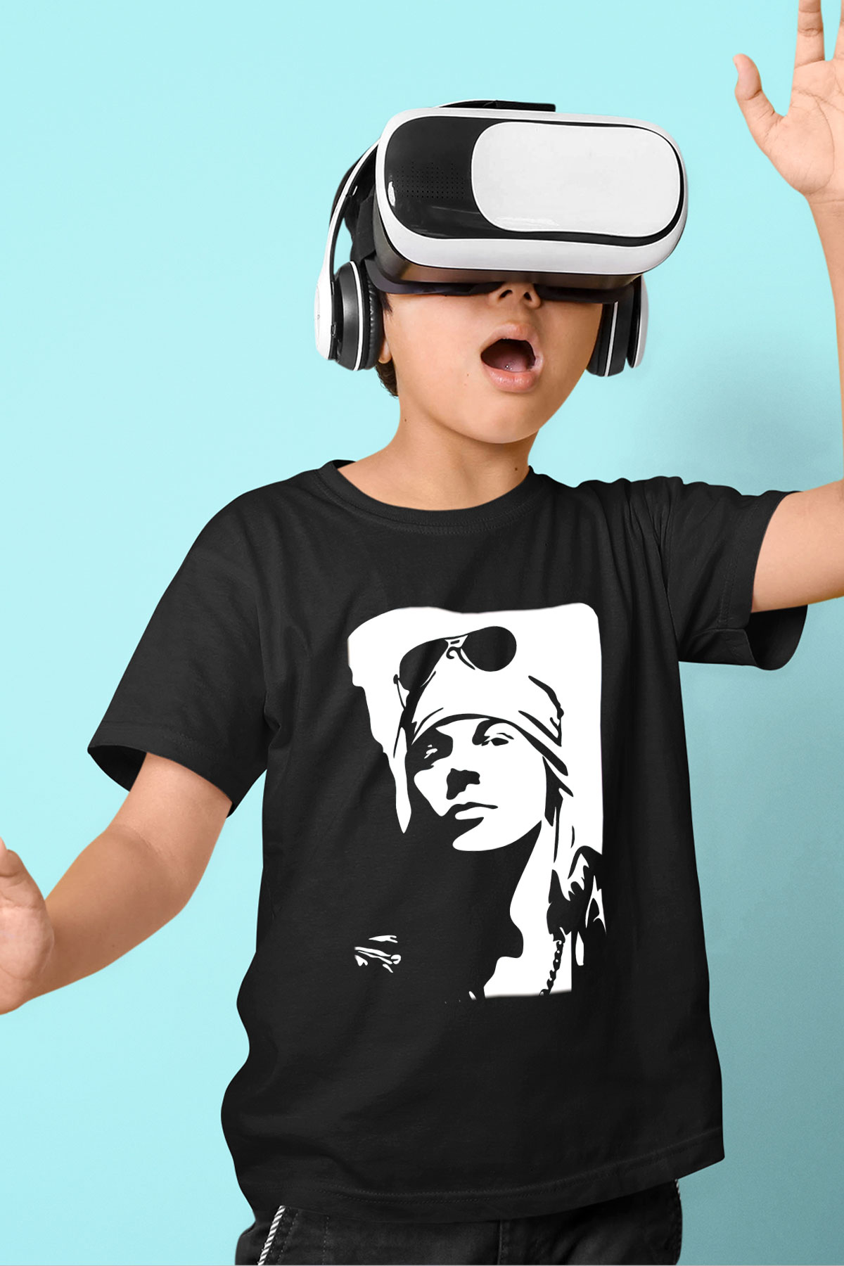 Axl Rose Baskılı Siyah Unisex Çocuk Tişört