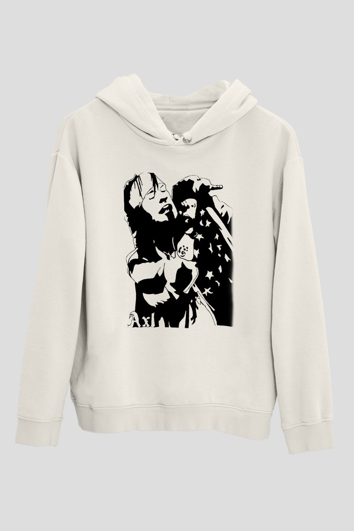 Axl Rose Beyaz Unisex Kapşonlu Sweatshirt
