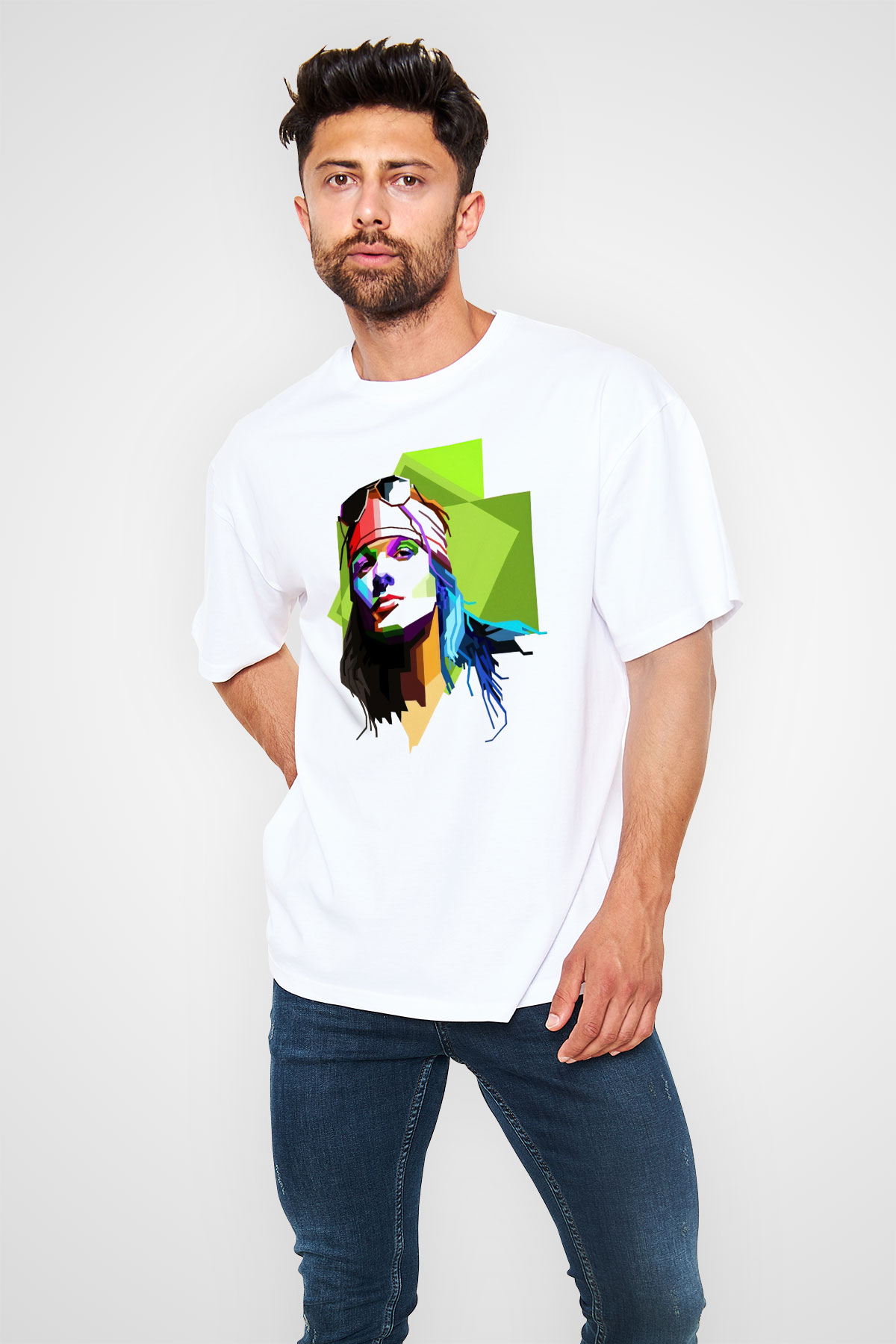 Axl Rose Beyaz Unisex Oversize Tişört T-Shirt