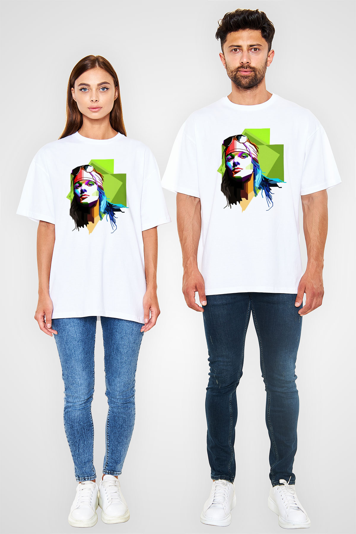 Axl Rose Beyaz Unisex Oversize Tişört T-Shirt