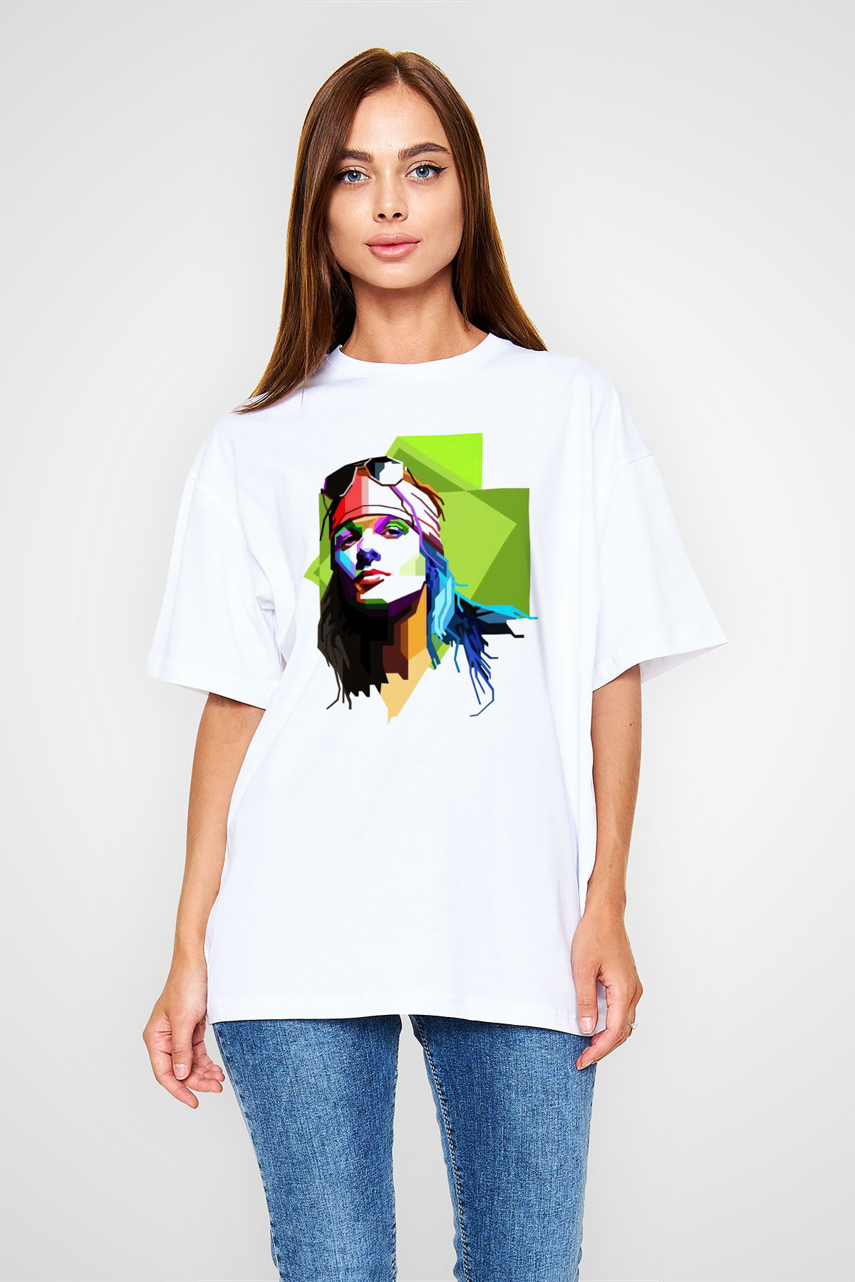 Axl Rose Beyaz Unisex Oversize Tişört T-Shirt