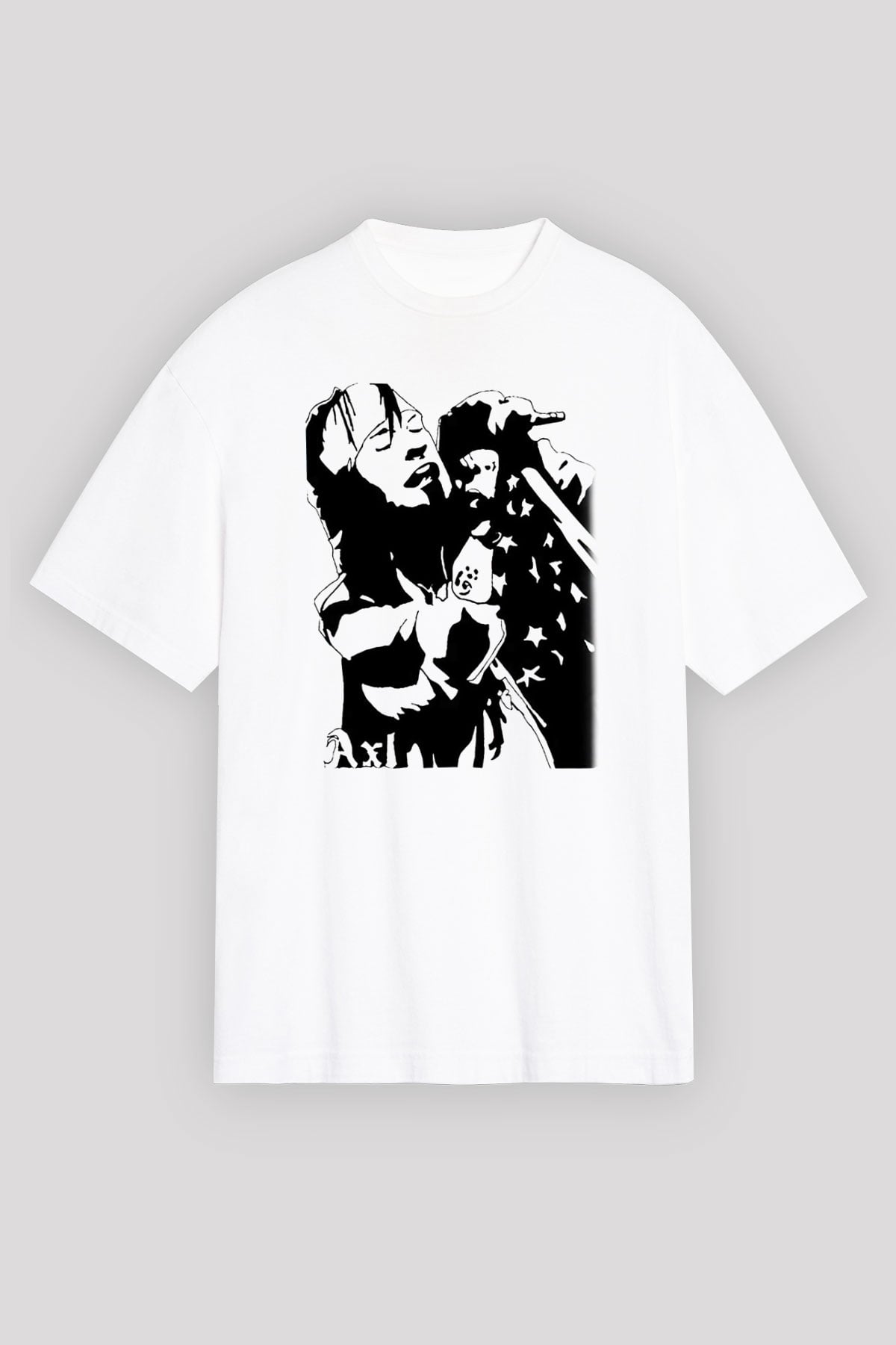 Axl Rose Beyaz Unisex Oversize Tişört T-Shirt