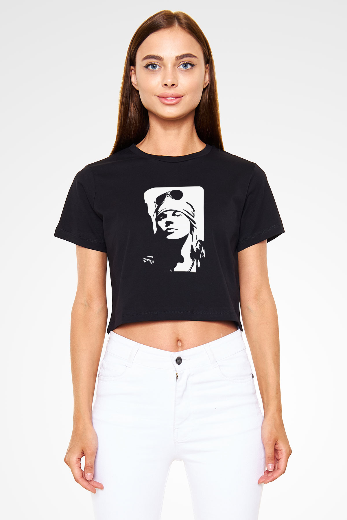 Axl Rose Siyah Crop Top Tişört