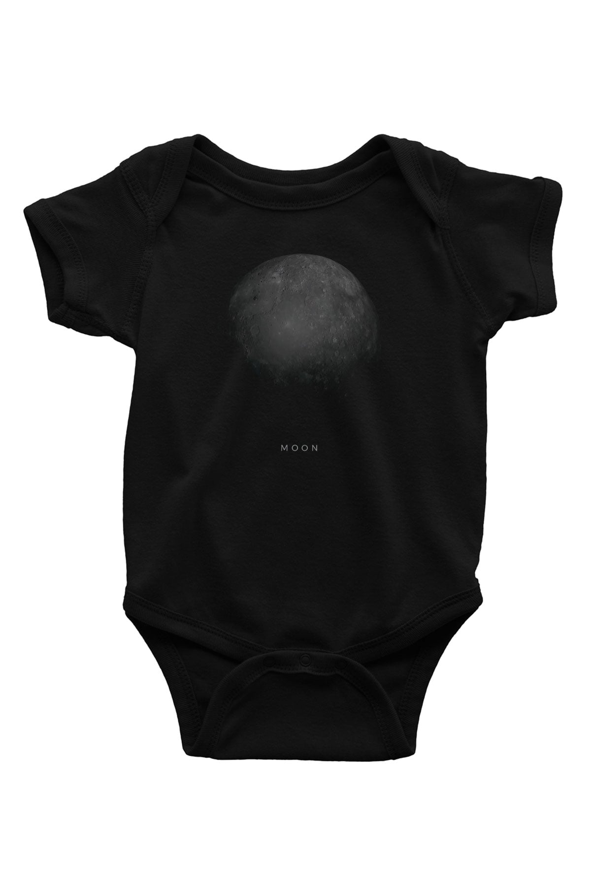 Ay Baskılı Unisex  Siyah Bebek Body - Zıbın