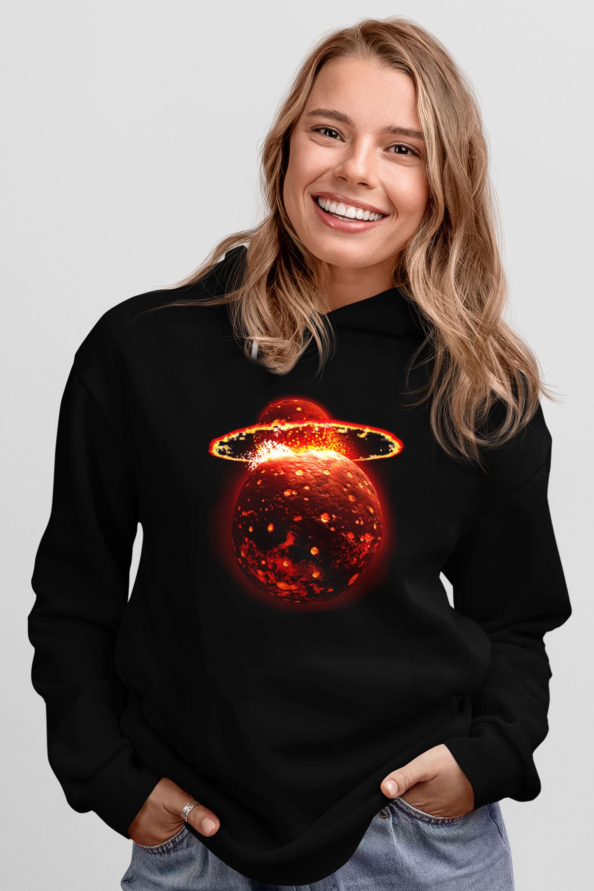 Ay Siyah Unisex Kapüşonlu Sweatshirt