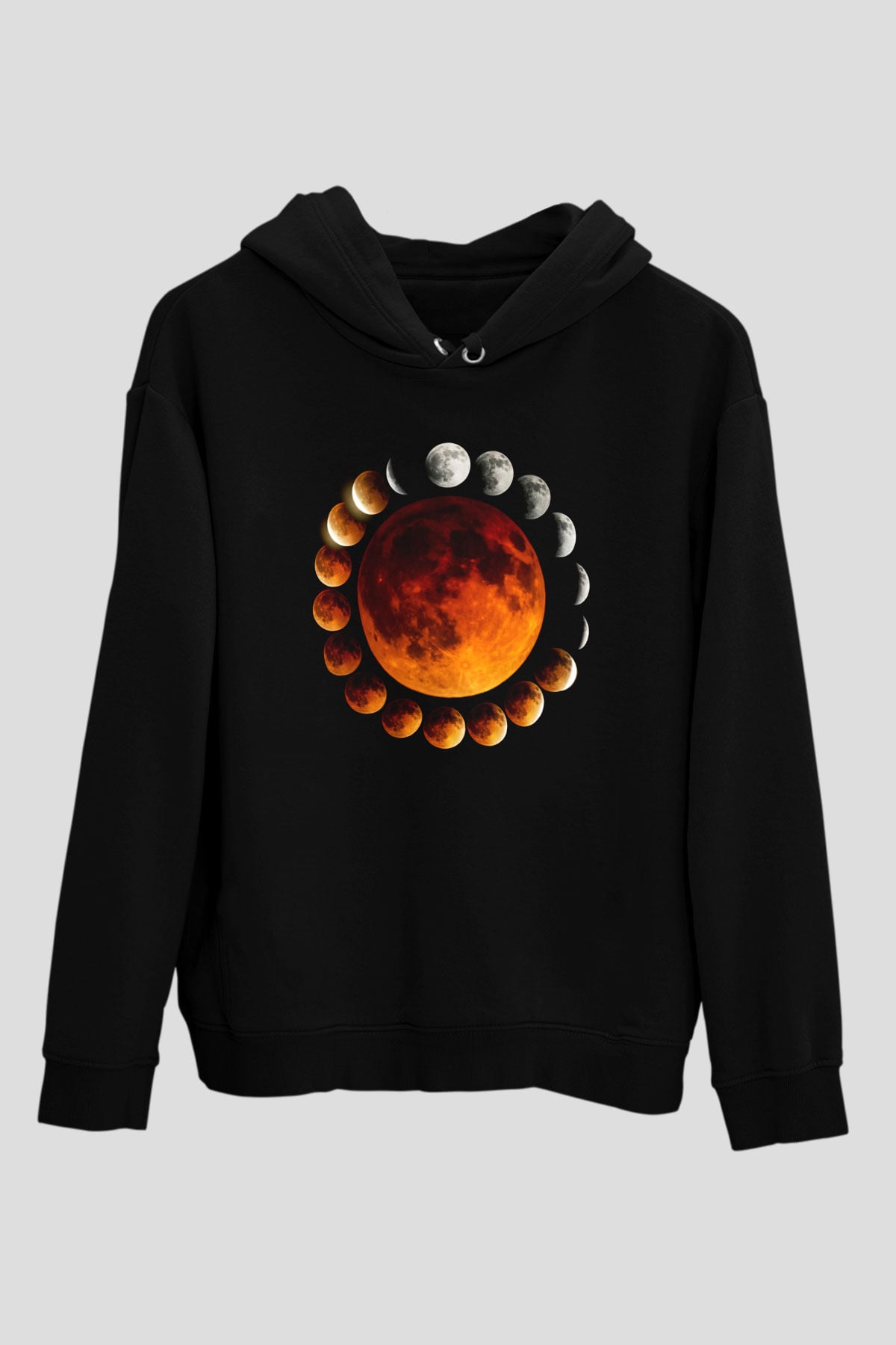 Ay Siyah Unisex Kapüşonlu Sweatshirt