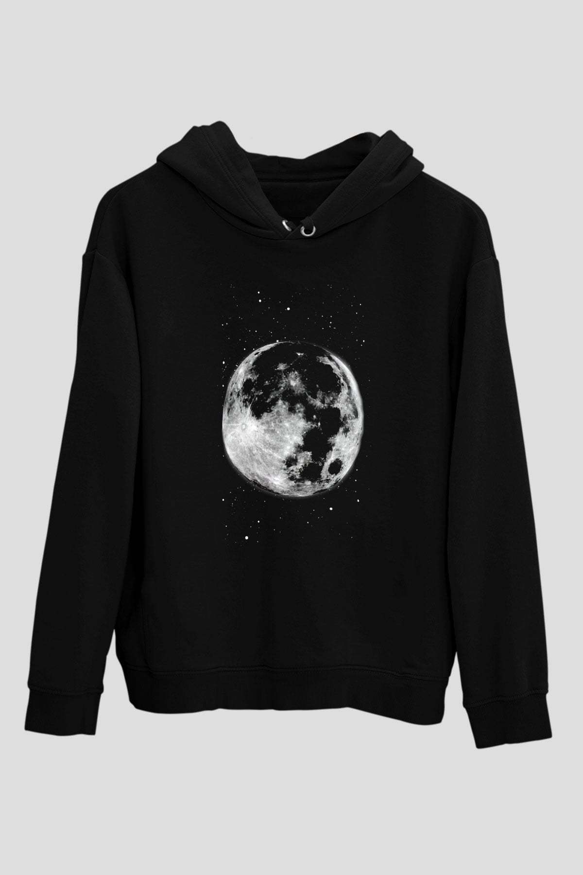 Ay Siyah Unisex Kapüşonlu Sweatshirt