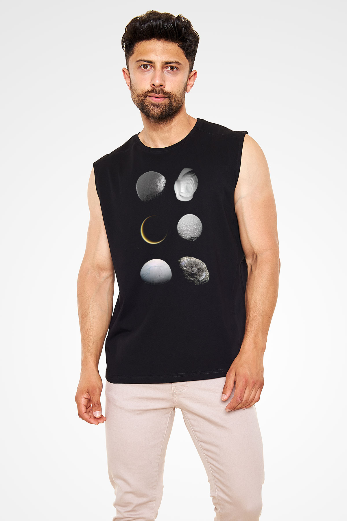 Ay Siyah Unisex Kolsuz Tişört