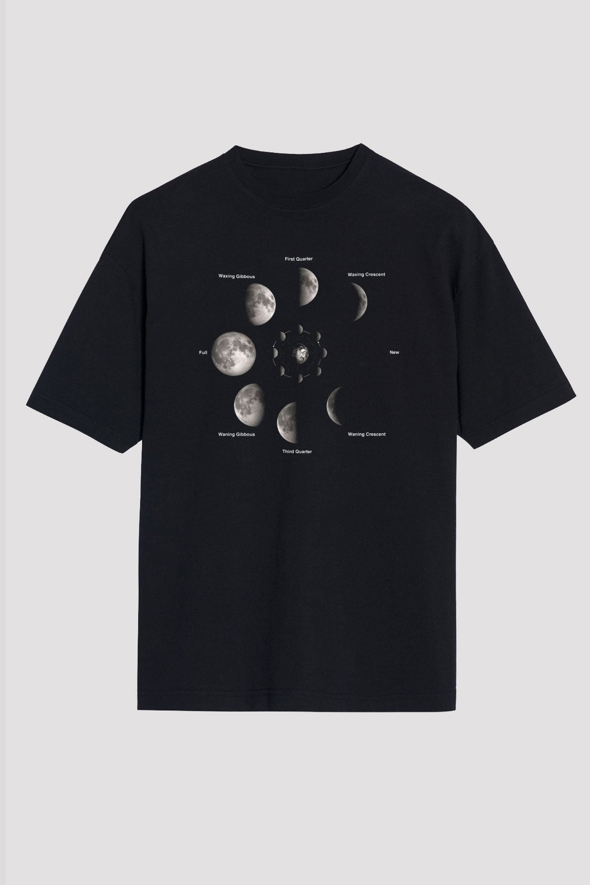 Ay Siyah Unisex Oversize Tişört T-Shirt