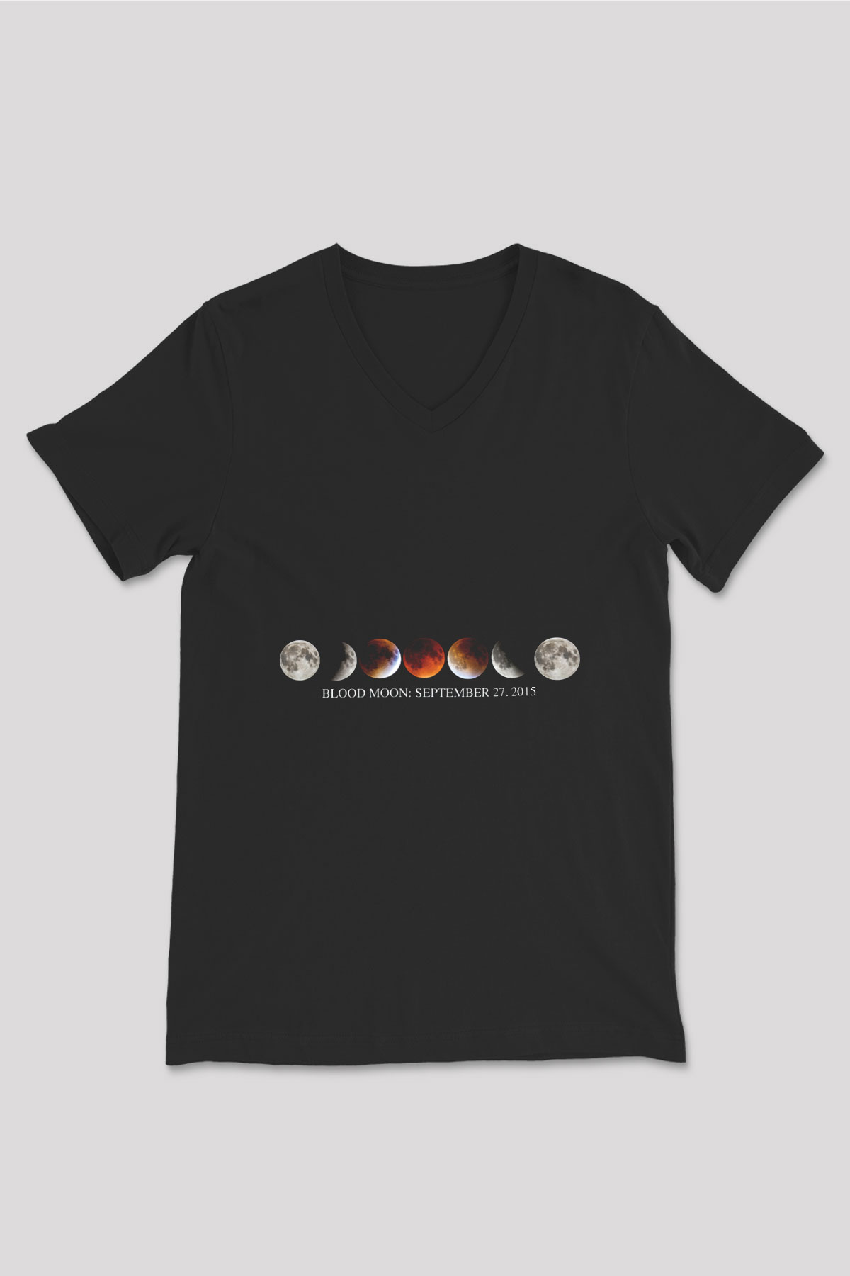 Ay Siyah Unisex V Yaka Tişört T-Shirt