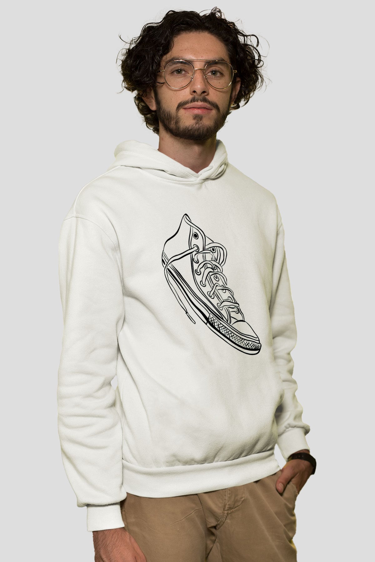 Ayakkabıcı Beyaz Unisex Kapüşonlu Sweatshirt