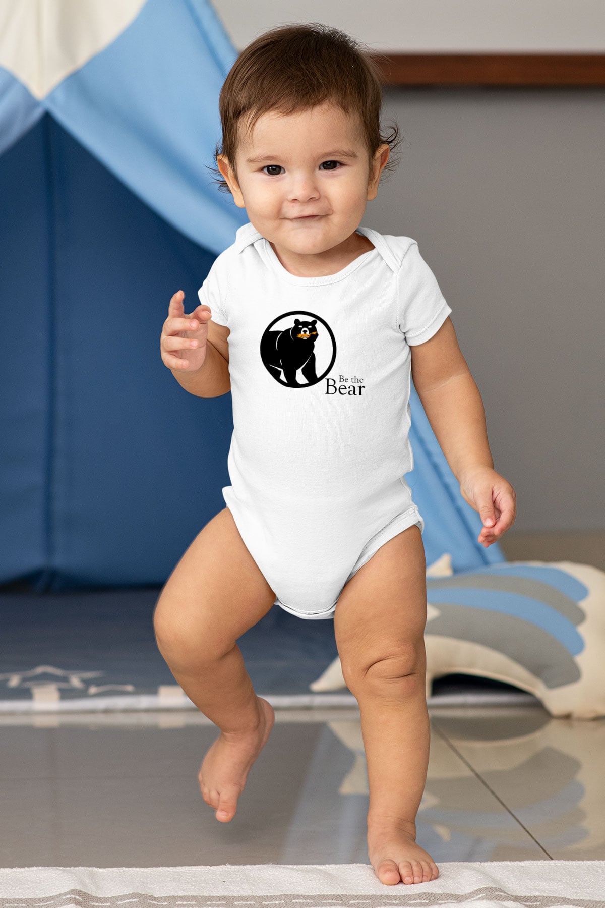 Ayı Baskılı Beyaz Unisex Bebek Body - Zıbın