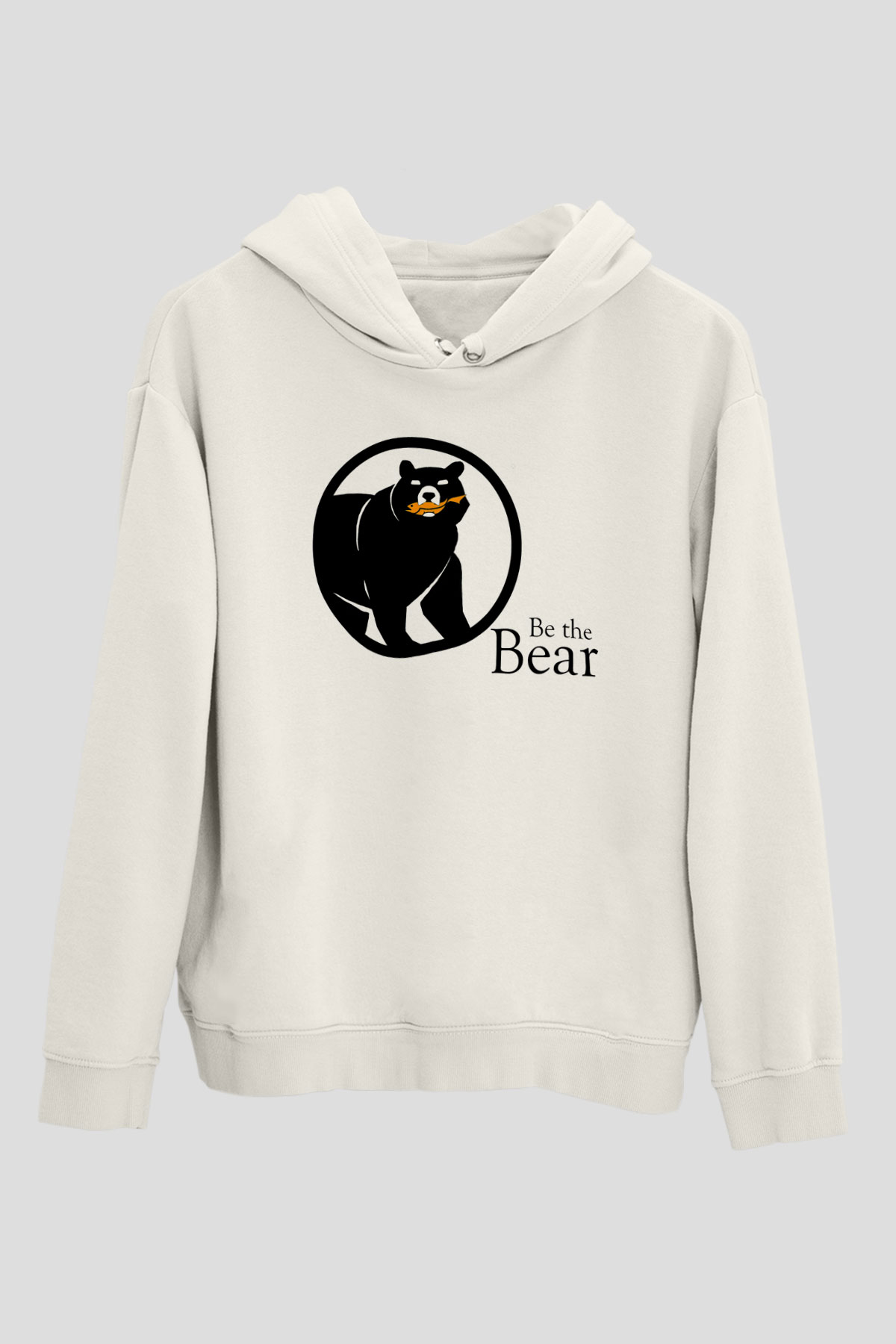 Ayı Beyaz Unisex Kapşonlu Sweatshirt