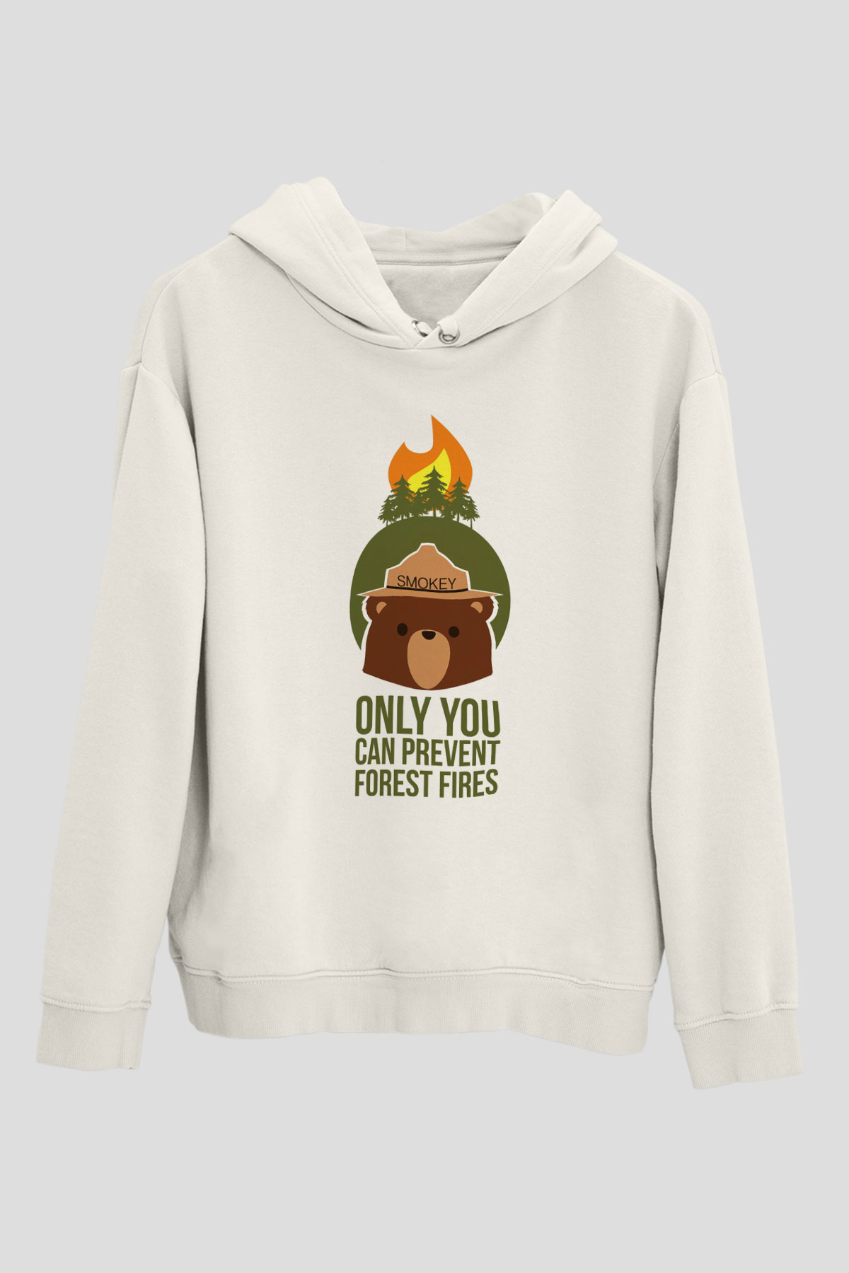 Ayı Beyaz Unisex Kapşonlu Sweatshirt