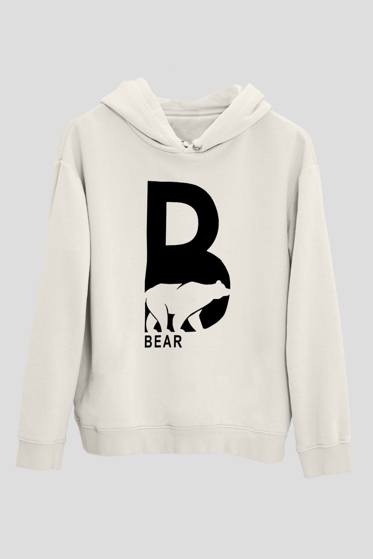 Ayı Beyaz Unisex Kapşonlu Sweatshirt