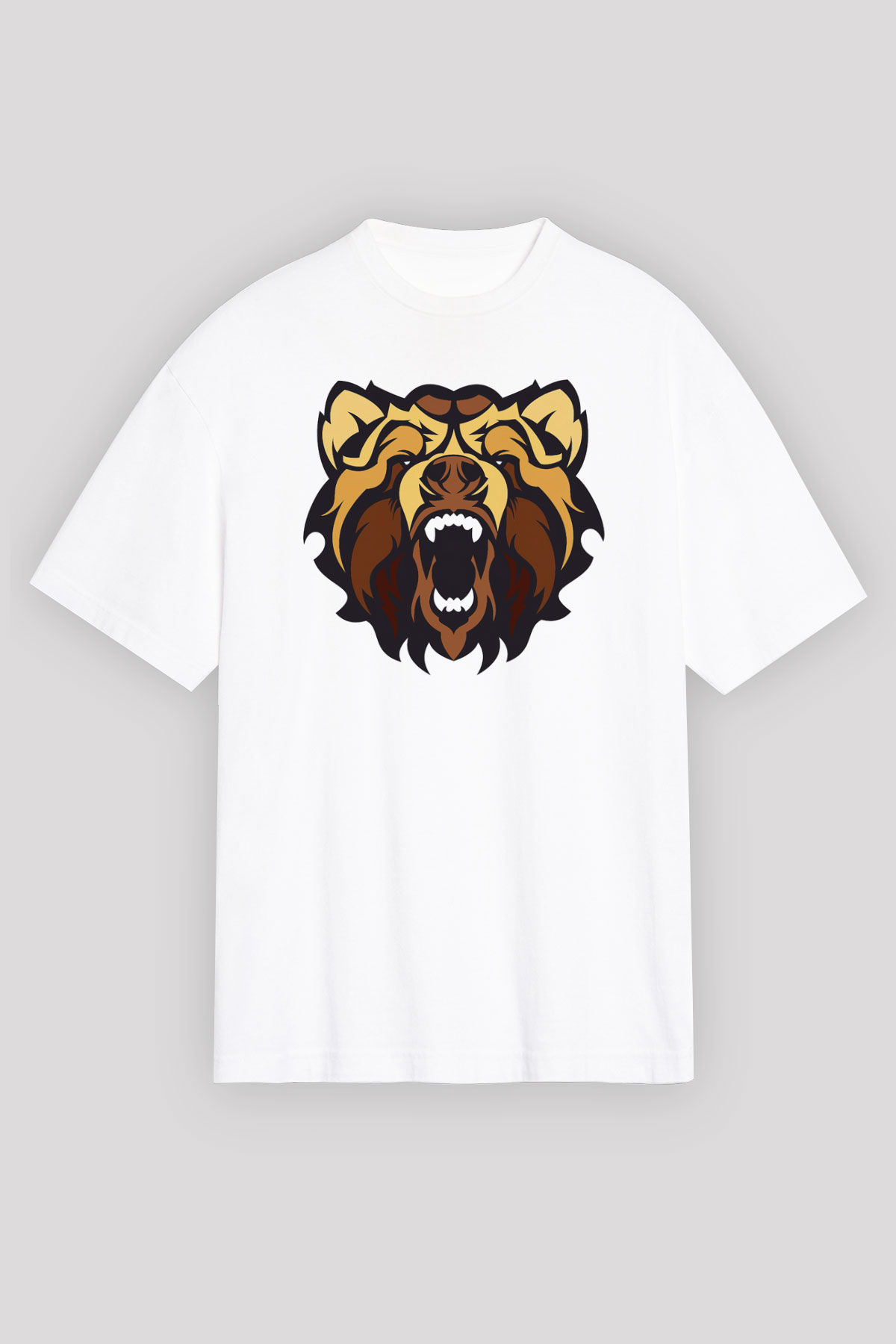 Ayı Beyaz Unisex Oversize Tişört T-Shirt