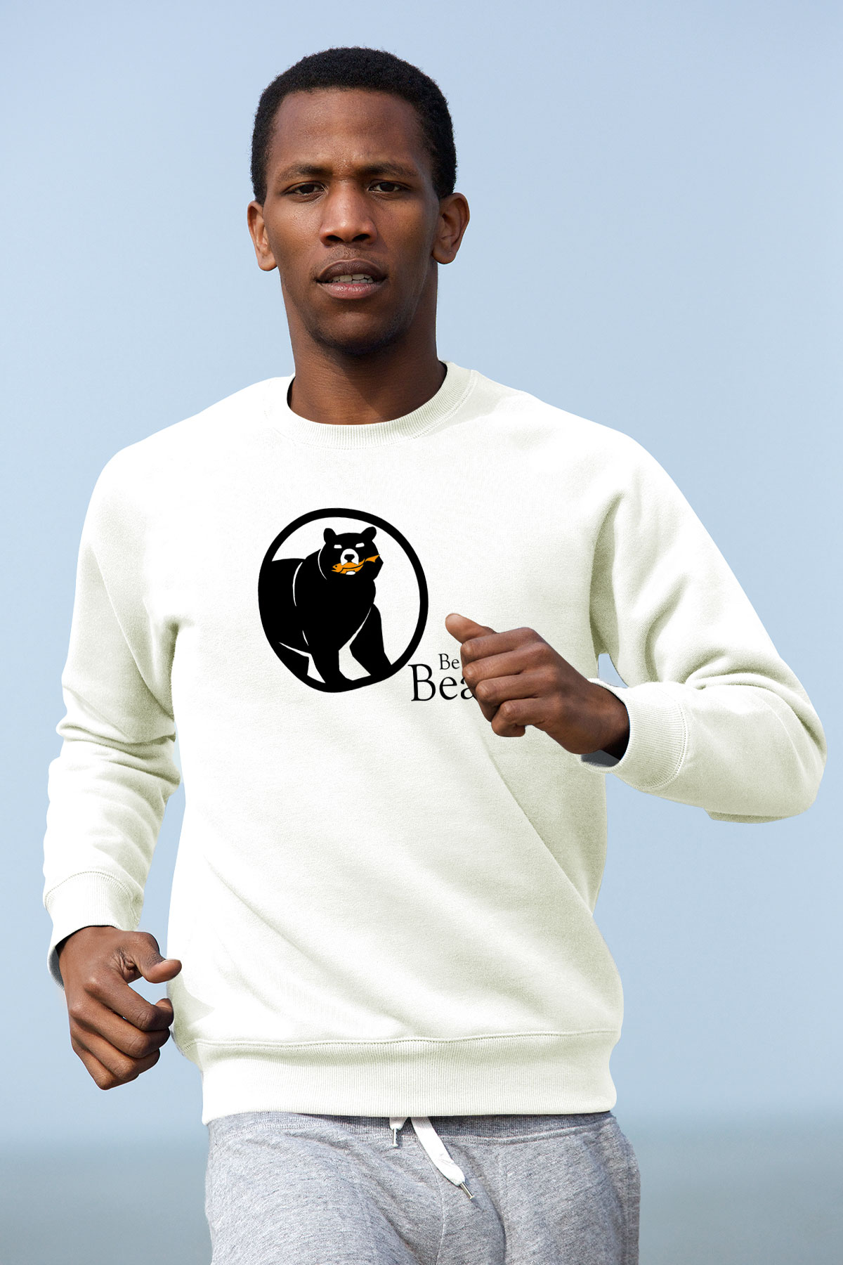 Ayı Beyaz Unisex Sweatshirt