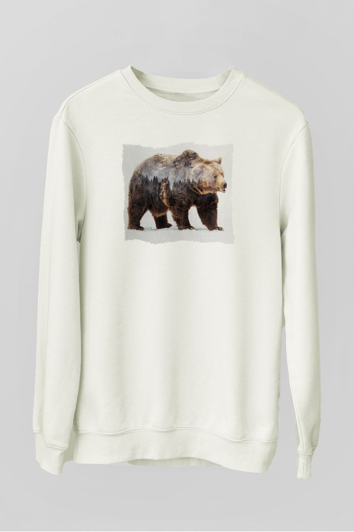 Ayı Beyaz Unisex Sweatshirt