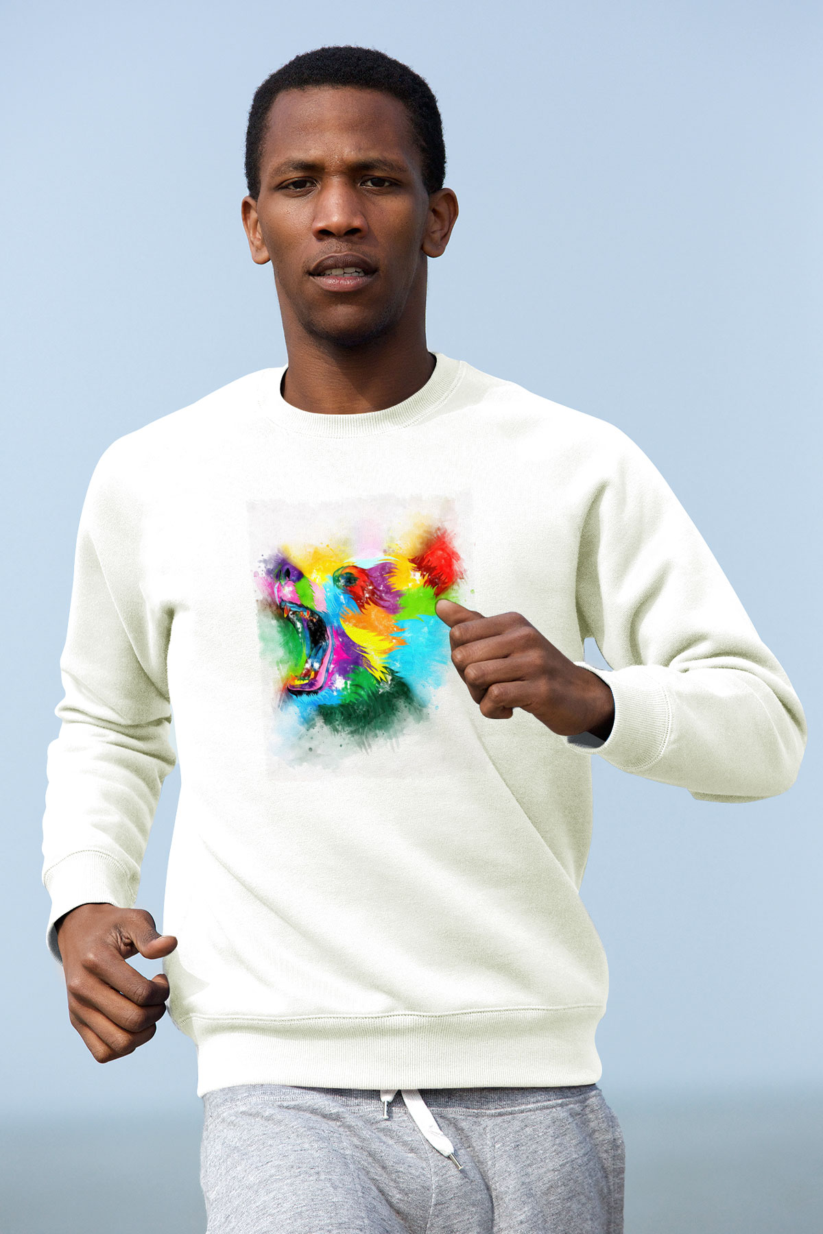 Ayı Beyaz Unisex Sweatshirt