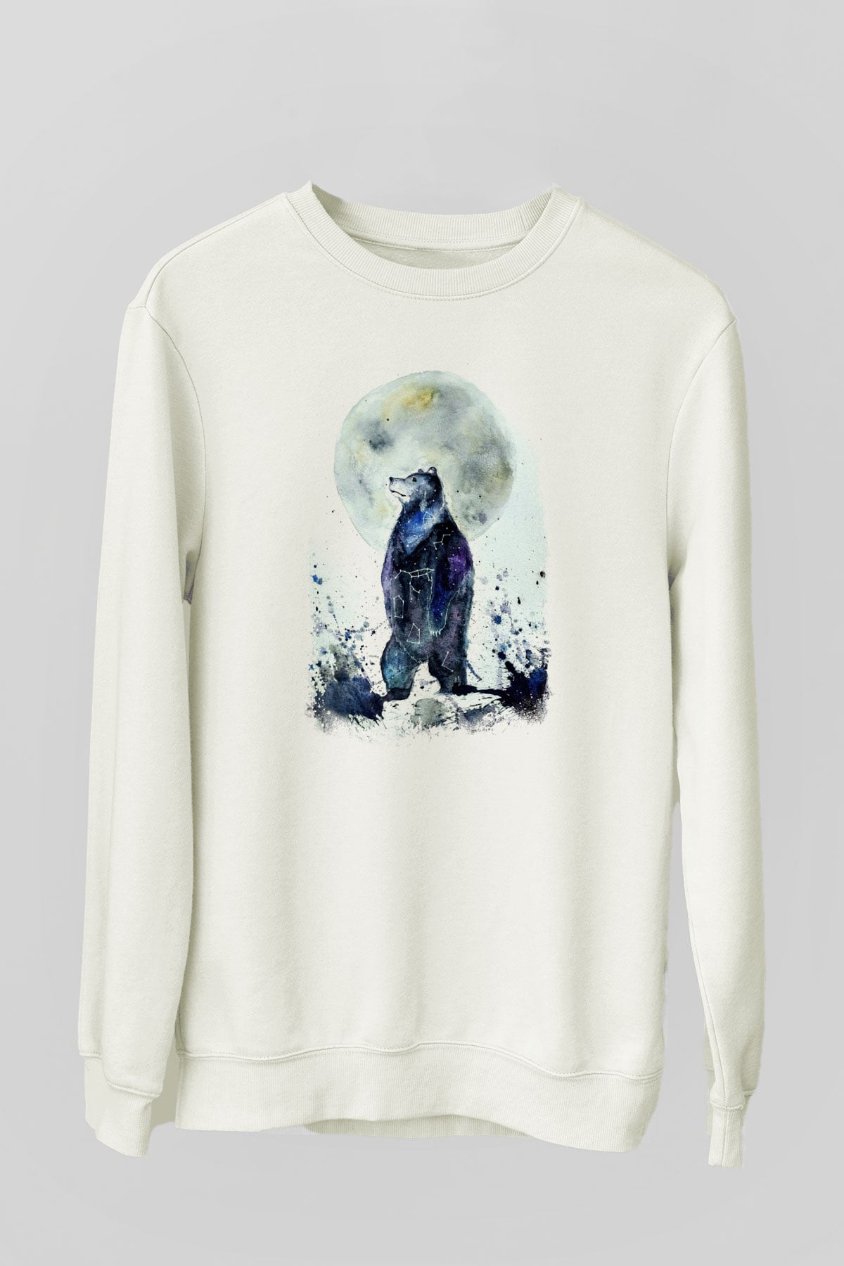 Ayı Beyaz Unisex Sweatshirt