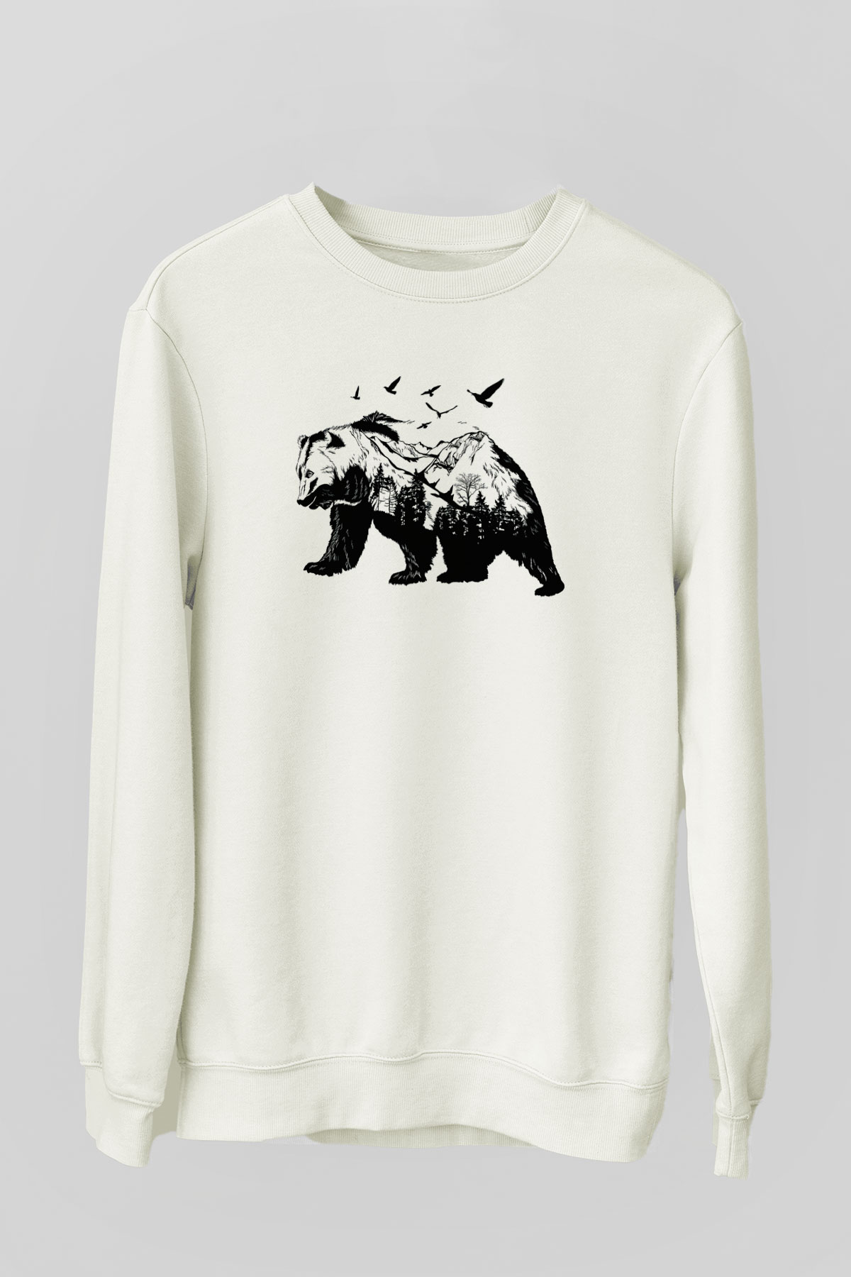 Ayı Beyaz Unisex Sweatshirt