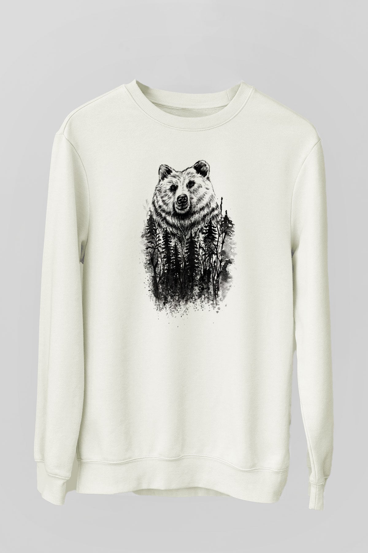 Ayı Beyaz Unisex Sweatshirt