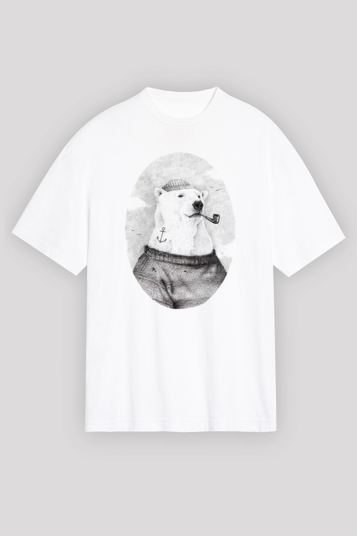 Ayı Beyaz Unisex Tişört T-Shirt - TişörtFabrikası
