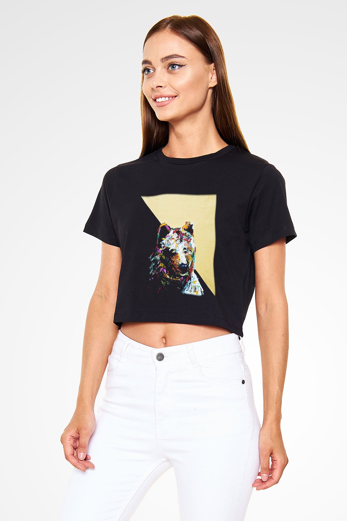 Ayı Siyah Crop Top Tişört