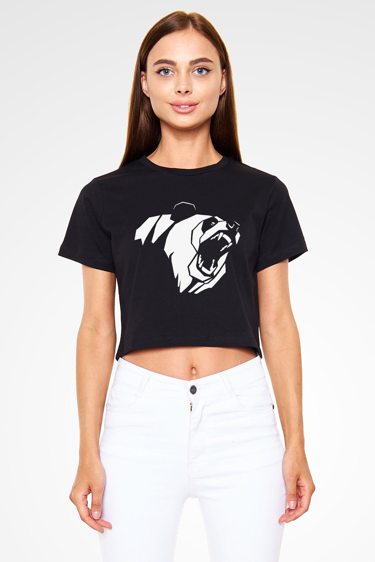 Ayı Siyah Crop Top Tişört