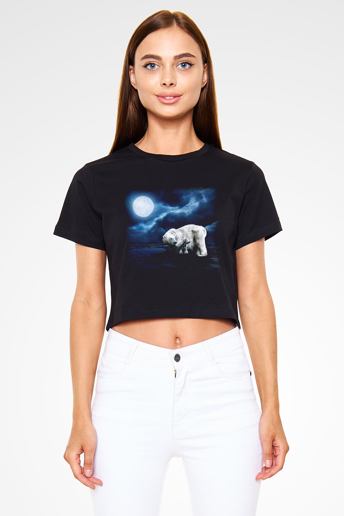 Ayı Siyah Crop Top Tişört