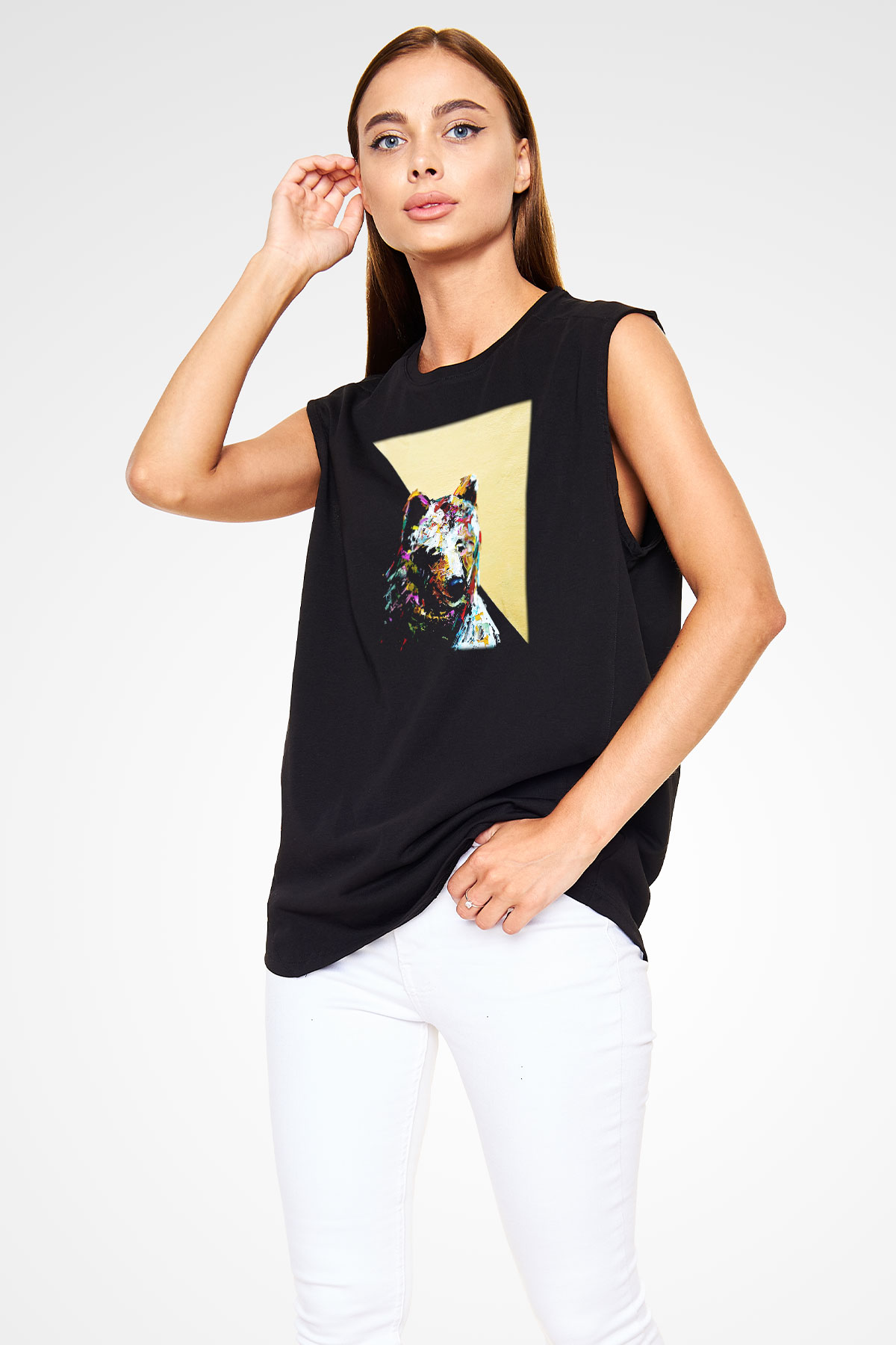 Ayı Siyah Unisex Kolsuz Tişört
