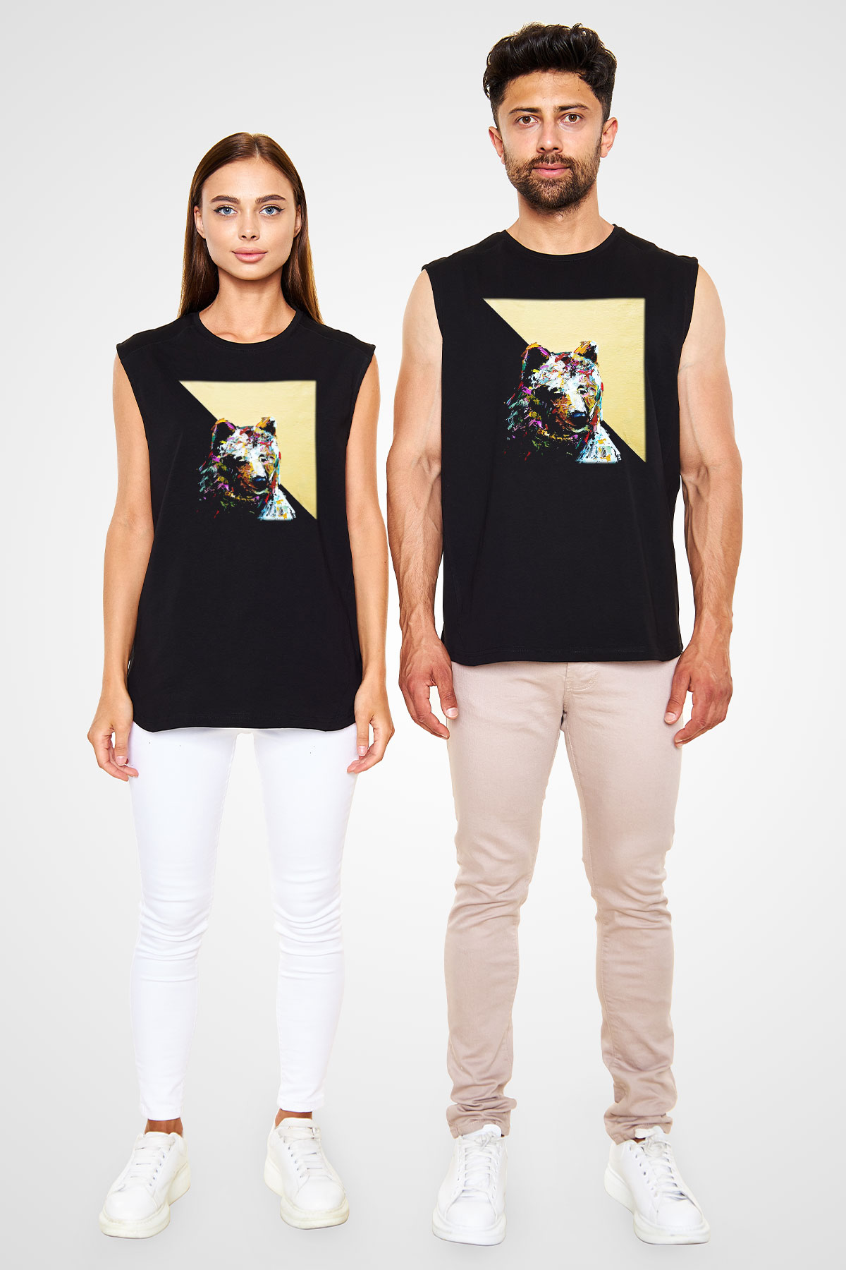 Ayı Siyah Unisex Kolsuz Tişört
