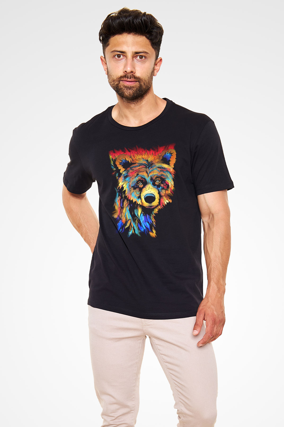 Ayı Siyah Unisex Tişört T-Shirt - TişörtFabrikası