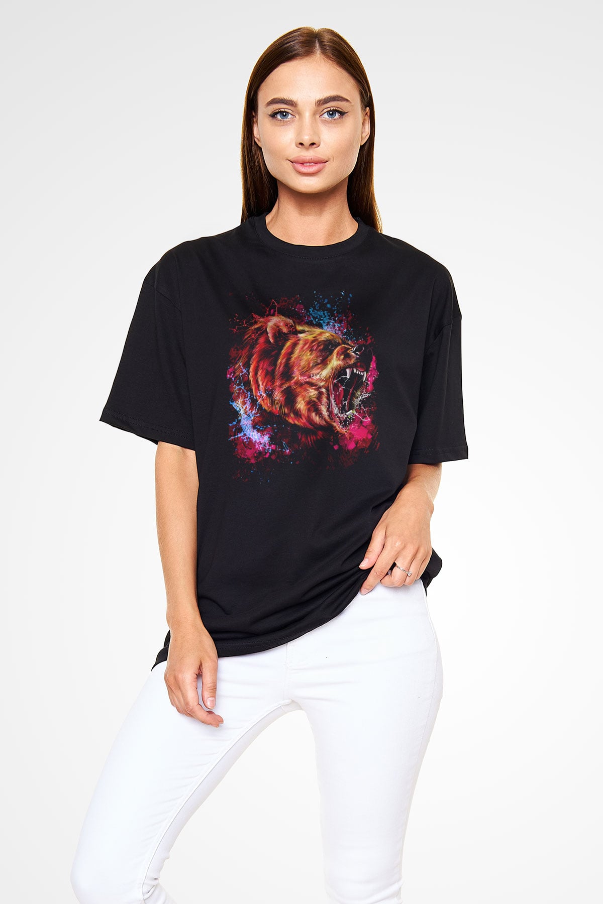 Ayı Siyah Unisex Tişört T-Shirt - TişörtFabrikası