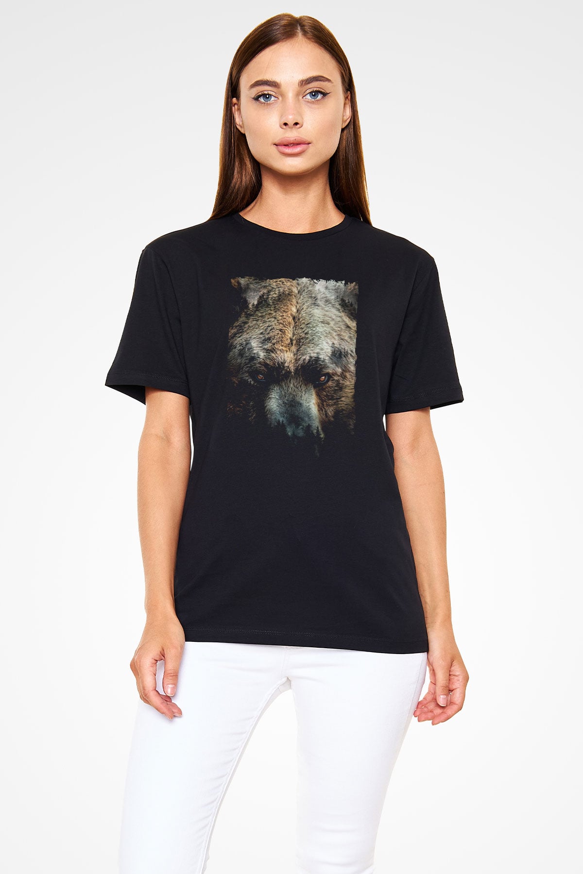 Ayı Siyah Unisex Tişört T-Shirt - TişörtFabrikası