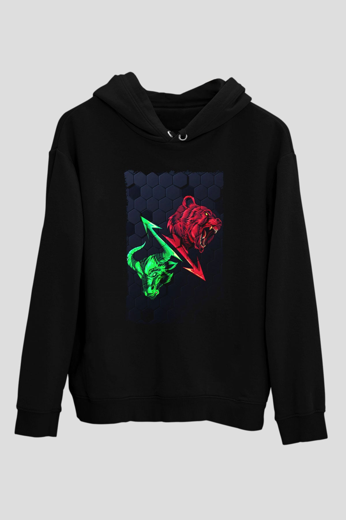 Ayı ve BoğaSiyah  Unisex Hoodie